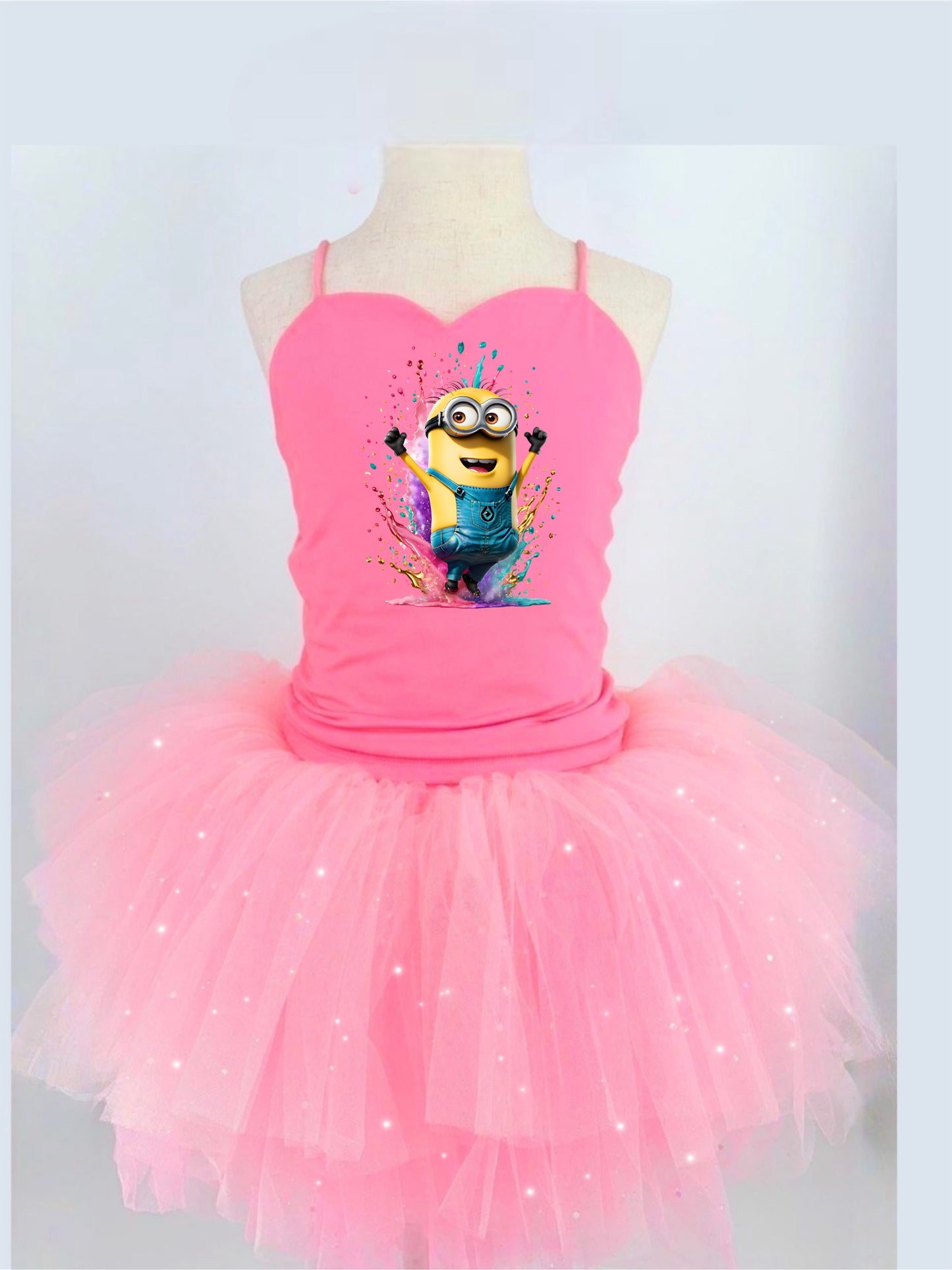 Minions two piece bamboo glitter soft tulle teal or pink