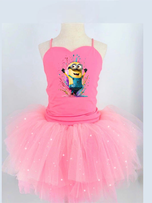 Minions two piece bamboo glitter soft tulle teal or pink