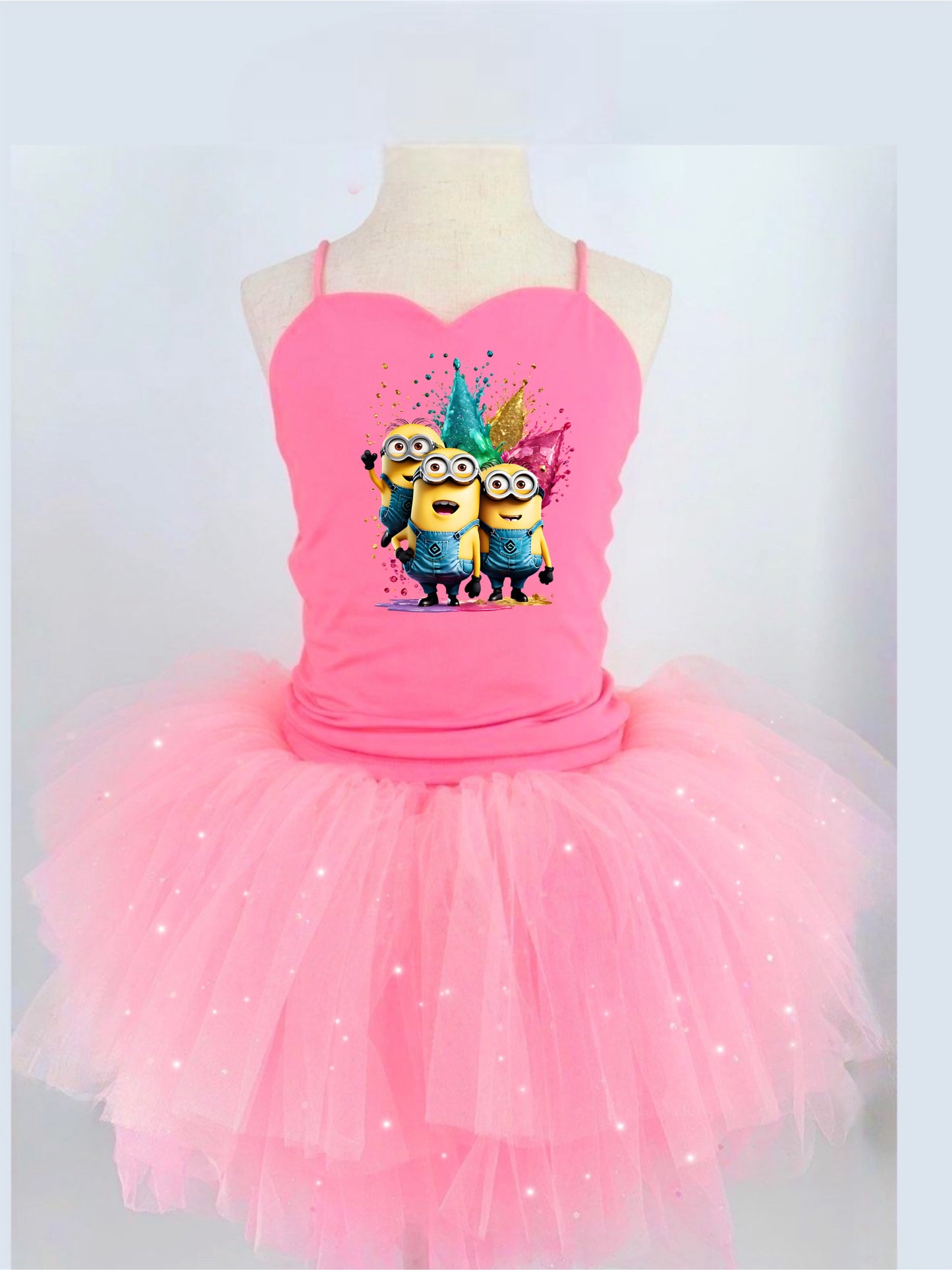 Minions two piece bamboo glitter soft tulle teal or pink