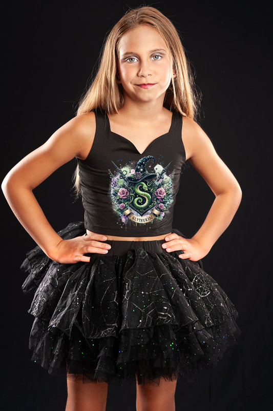 Harry potter slytherin two piece bamboo glitter soft tulle black