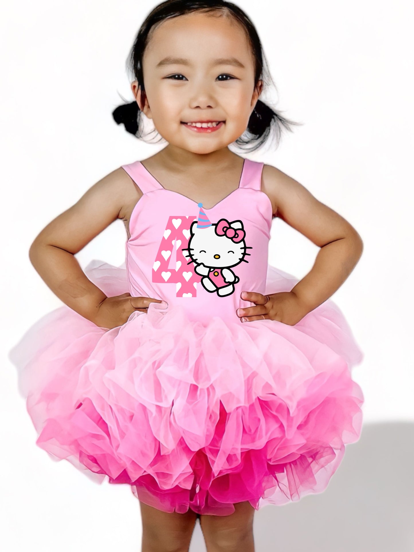 Hello kitty birthday 6 layers soft tulle with glitter