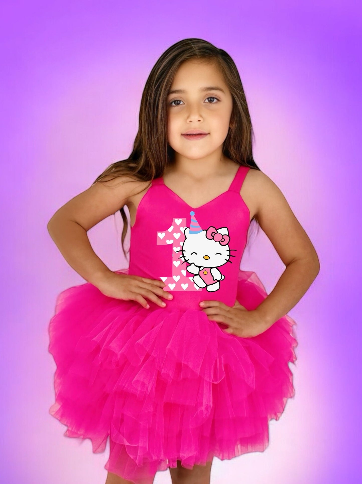 Hello kitty birthday hot pink soft tulle (any number)