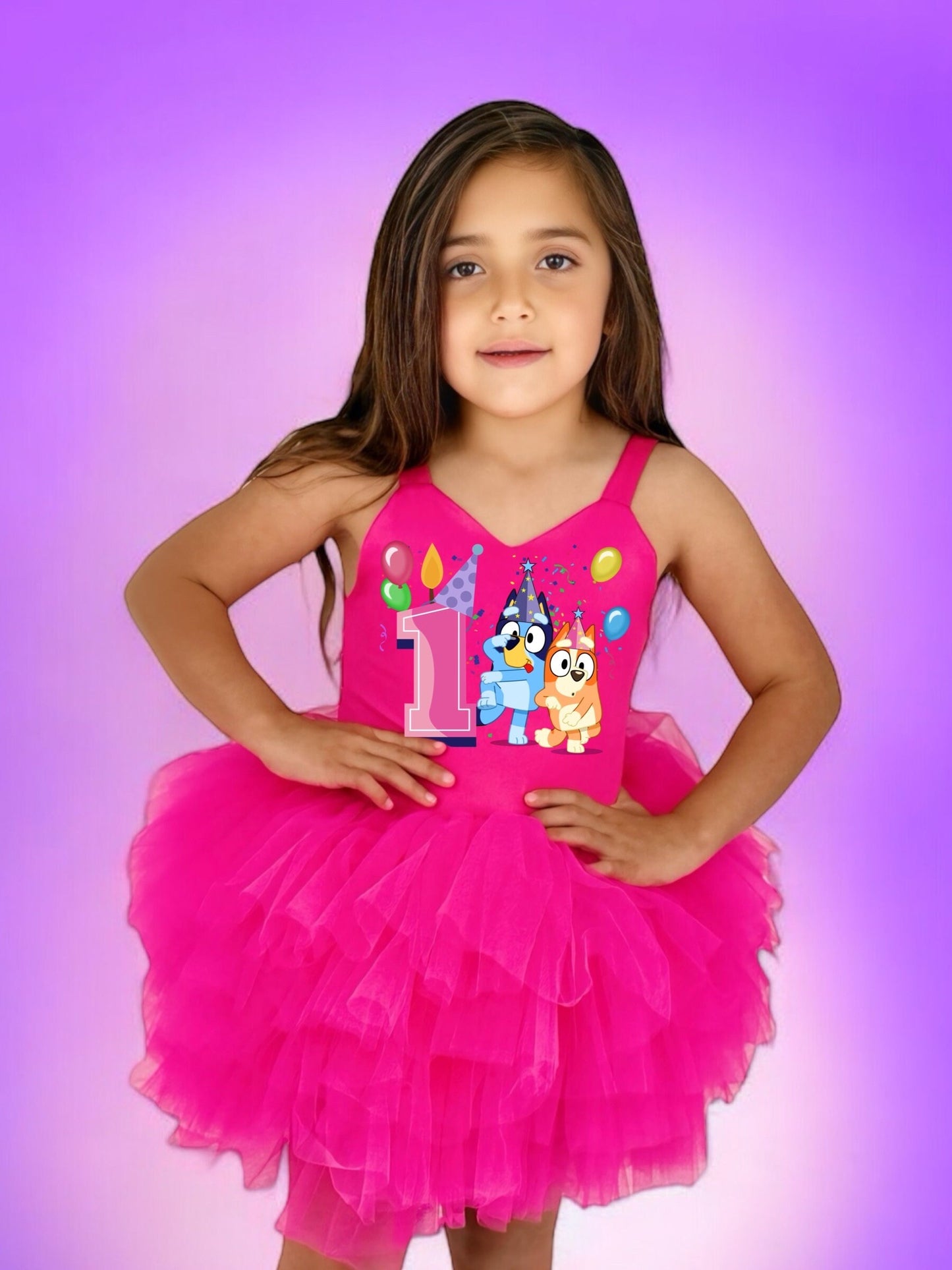 Bluey Birthday Girl tutu leotard hot pink