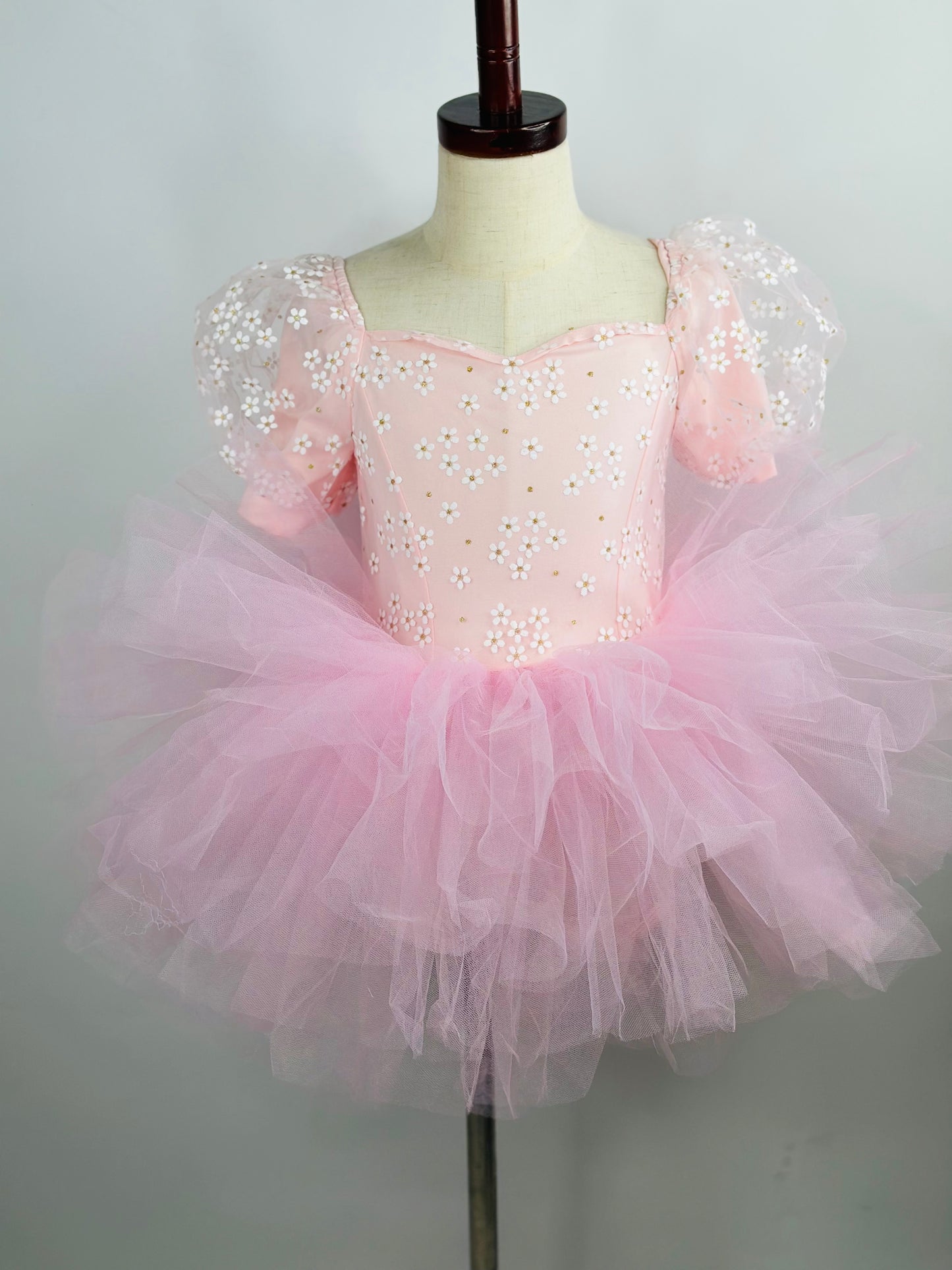 Spring floral pink Ombré extra fluffy sweetheart tutu leotard