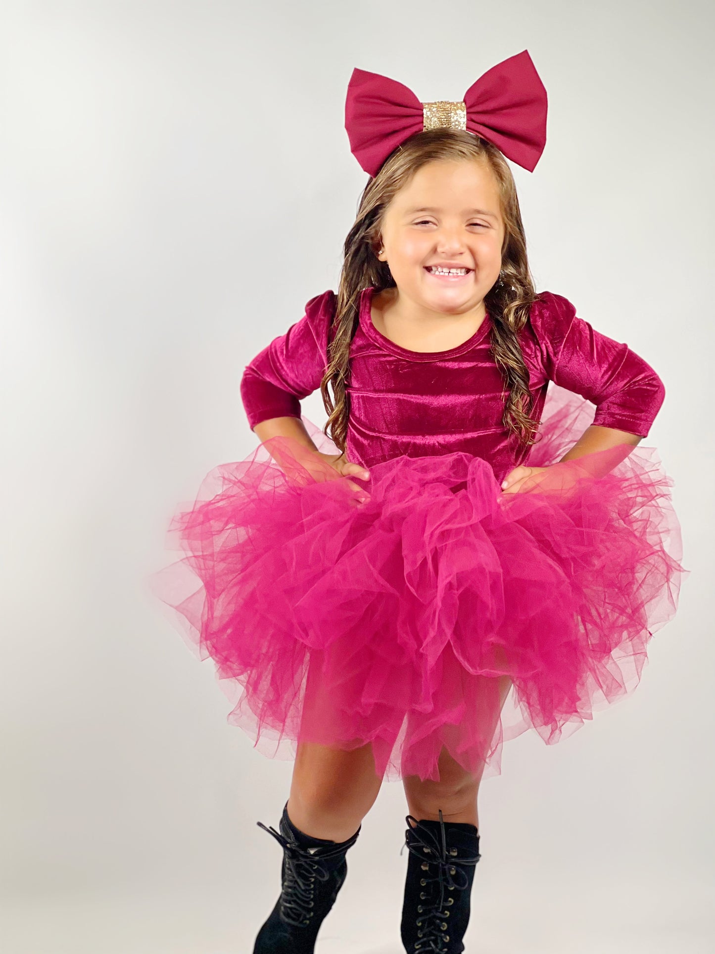 Velvet Burgundy berry tutu leotard