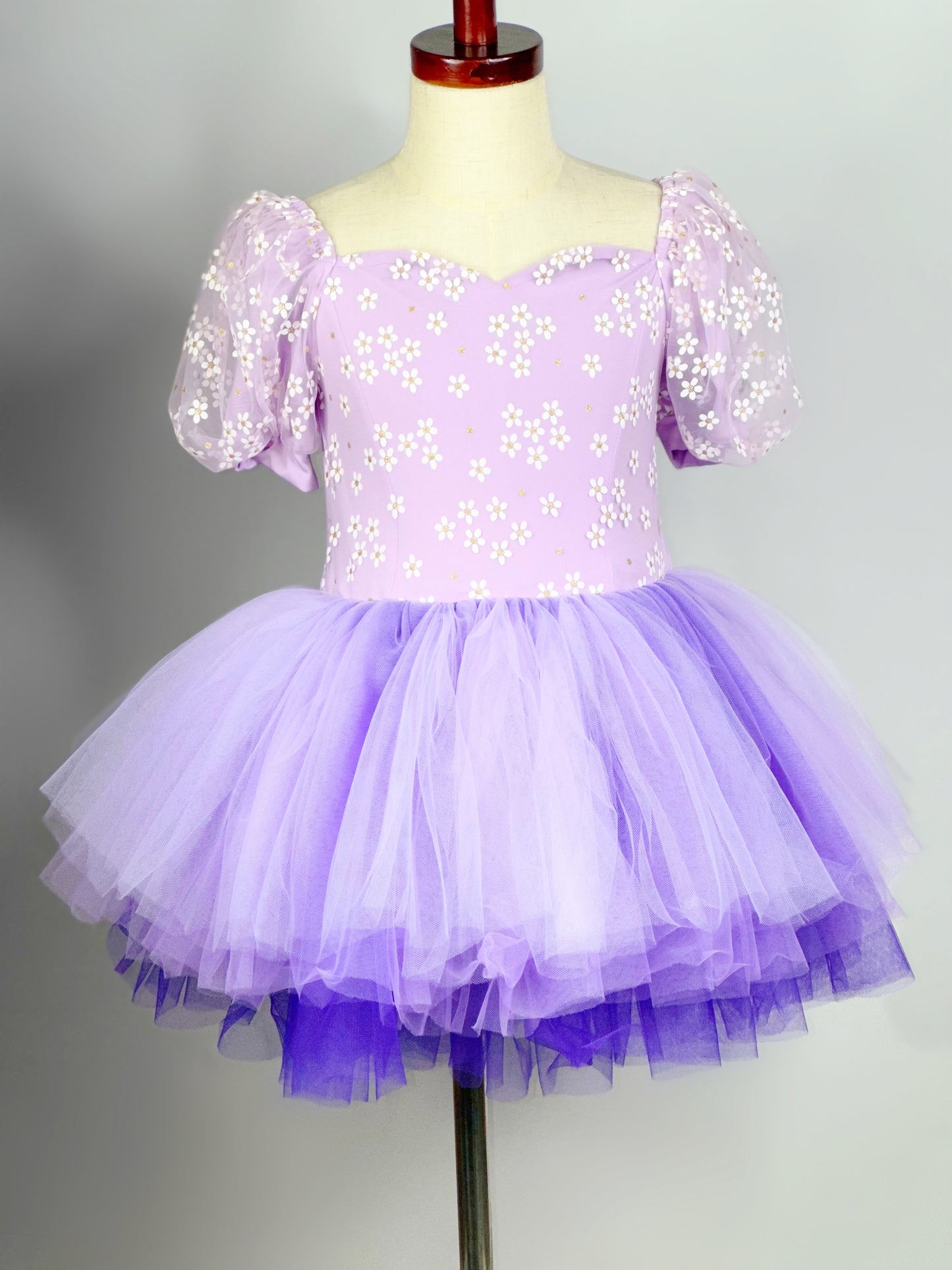 Spring floral lilac Ombré extra fluffy sweetheart tutu leotard