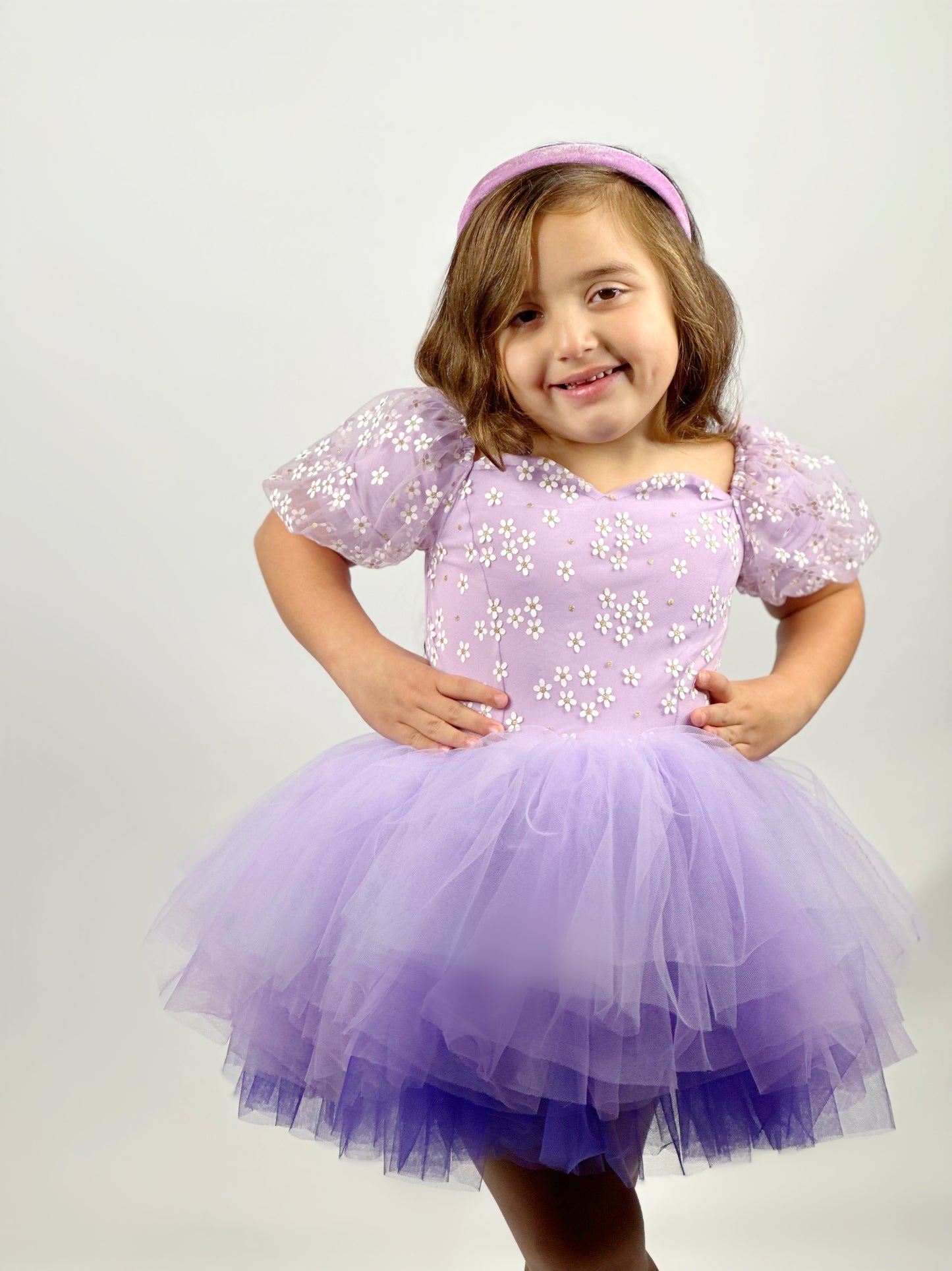 Spring floral lilac Ombré extra fluffy sweetheart tutu leotard