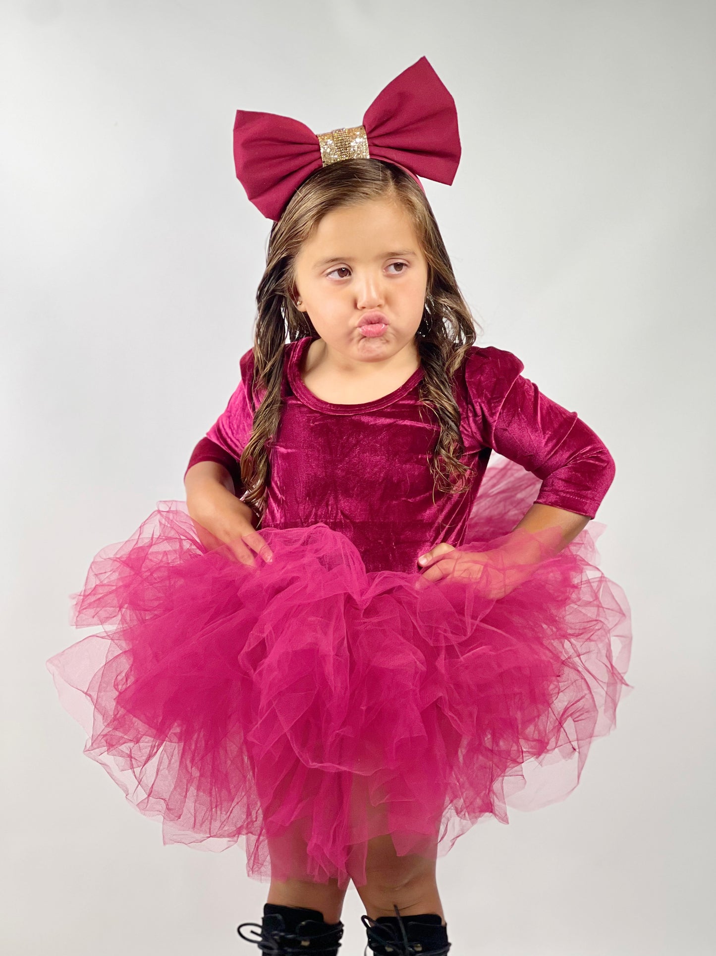 Velvet Burgundy berry tutu leotard