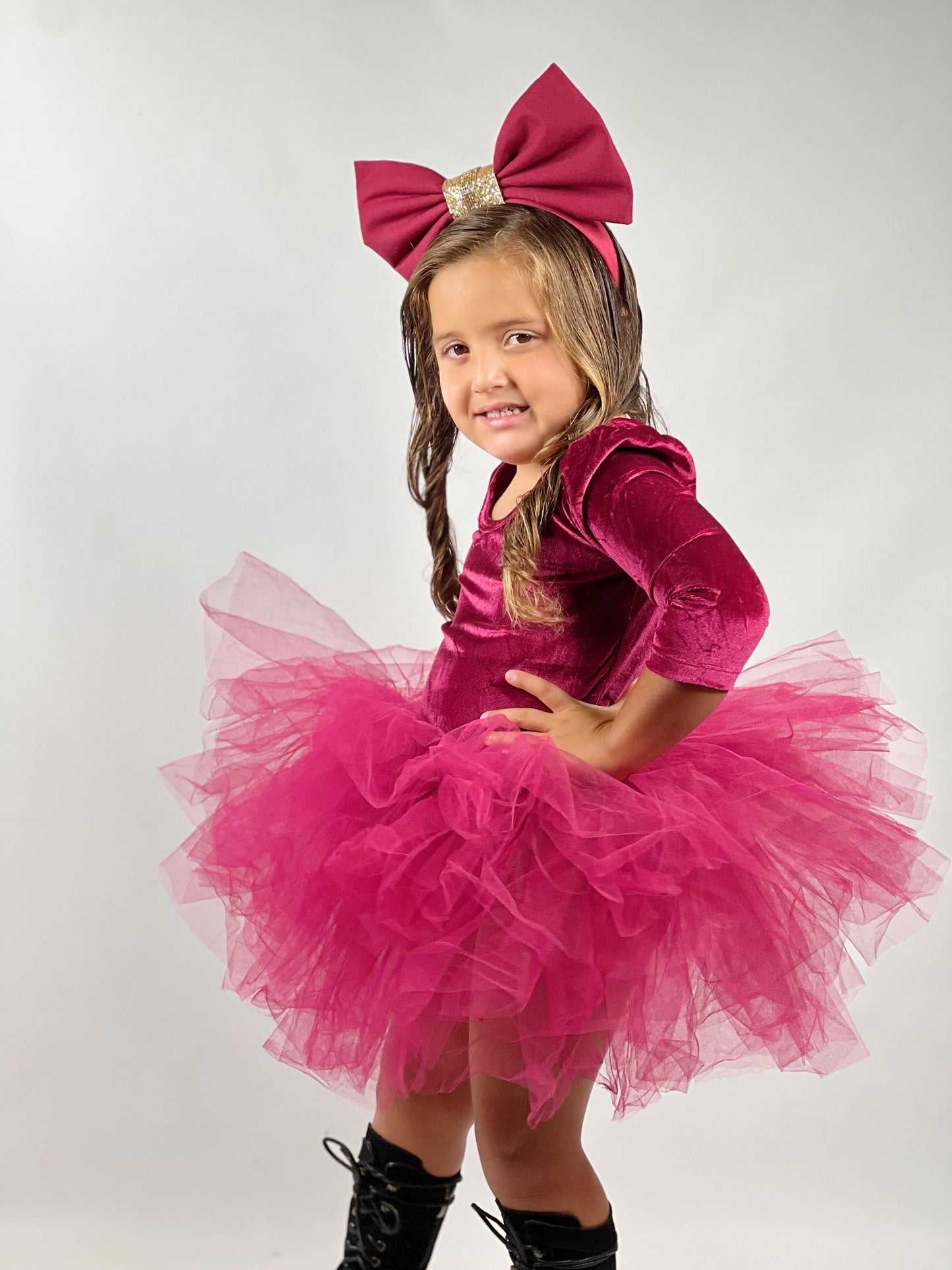 Velvet Burgundy berry tutu leotard