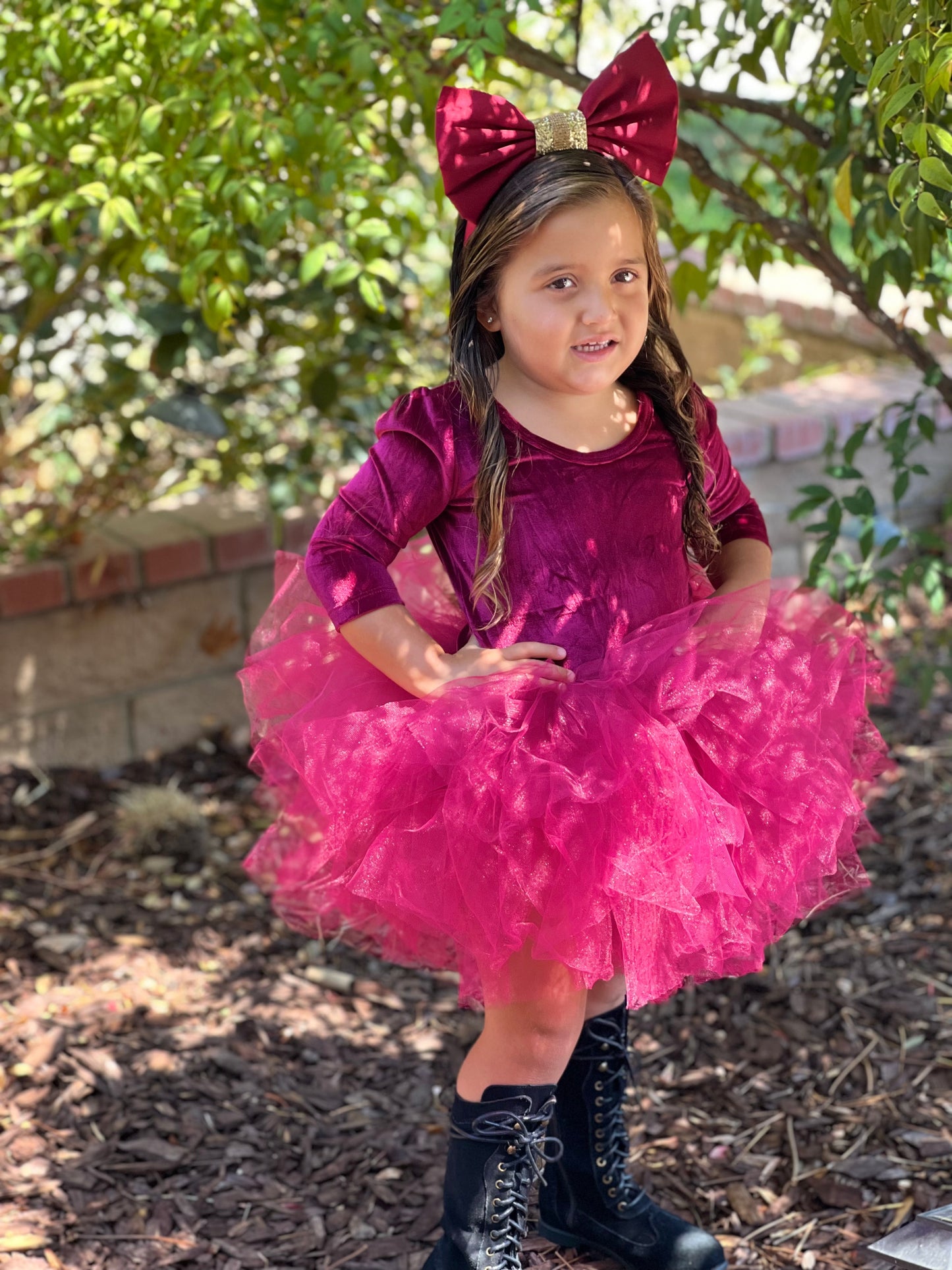 Velvet Burgundy berry tutu leotard