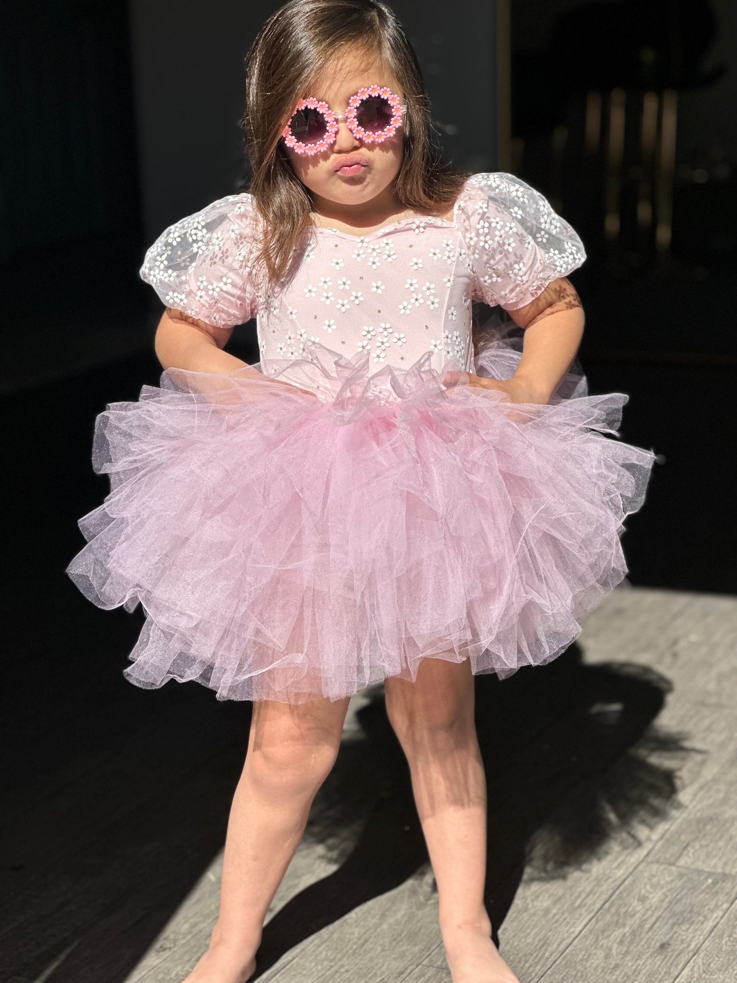 Spring floral pink Ombré extra fluffy sweetheart tutu leotard