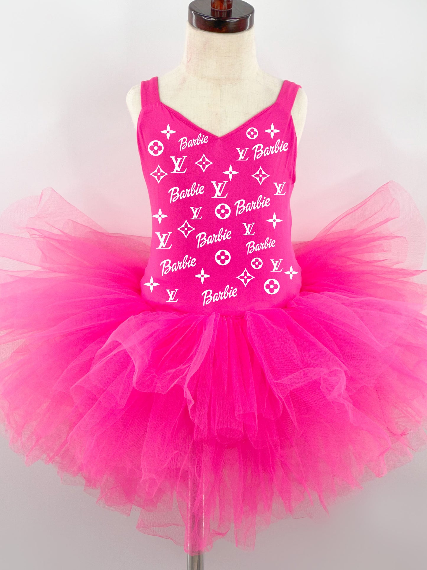 Lv inspired Barbie tutu Leotard one piece hot pink