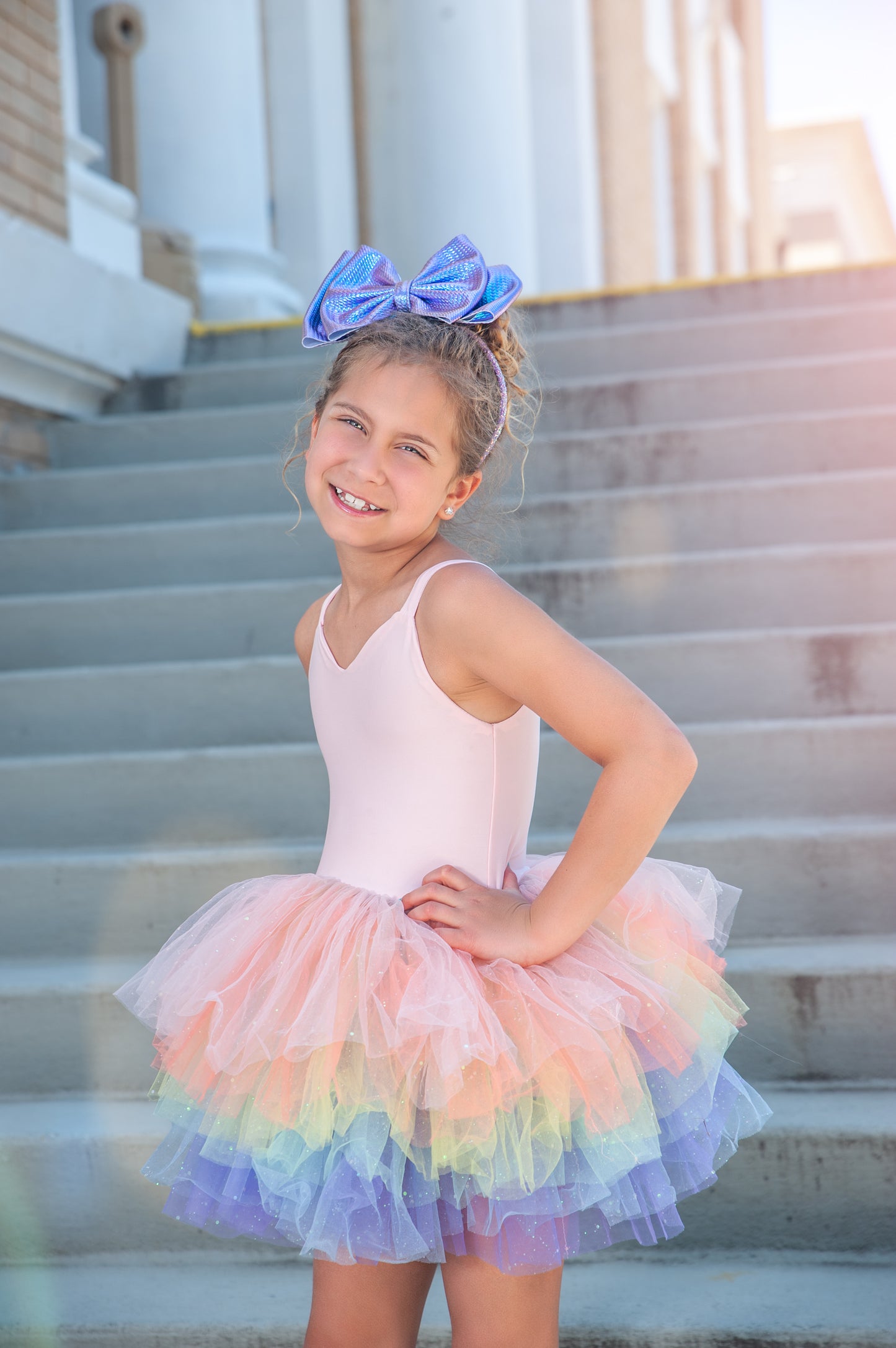 PASTEL RAINBOW SWEETHEART lSOFT TULLE TUTU LEOTARD