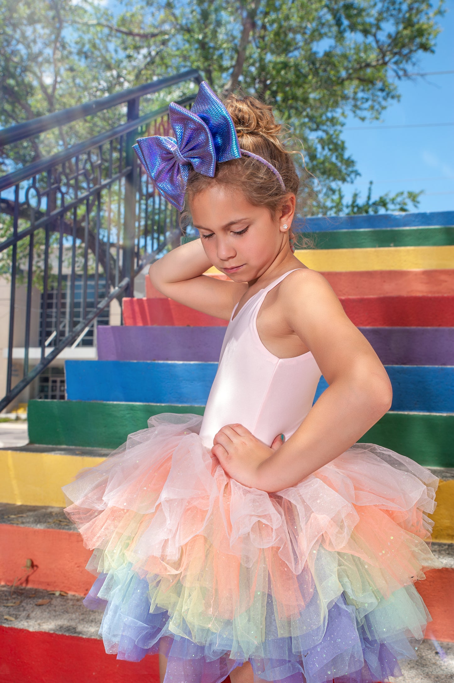 PASTEL RAINBOW SWEETHEART lSOFT TULLE TUTU LEOTARD