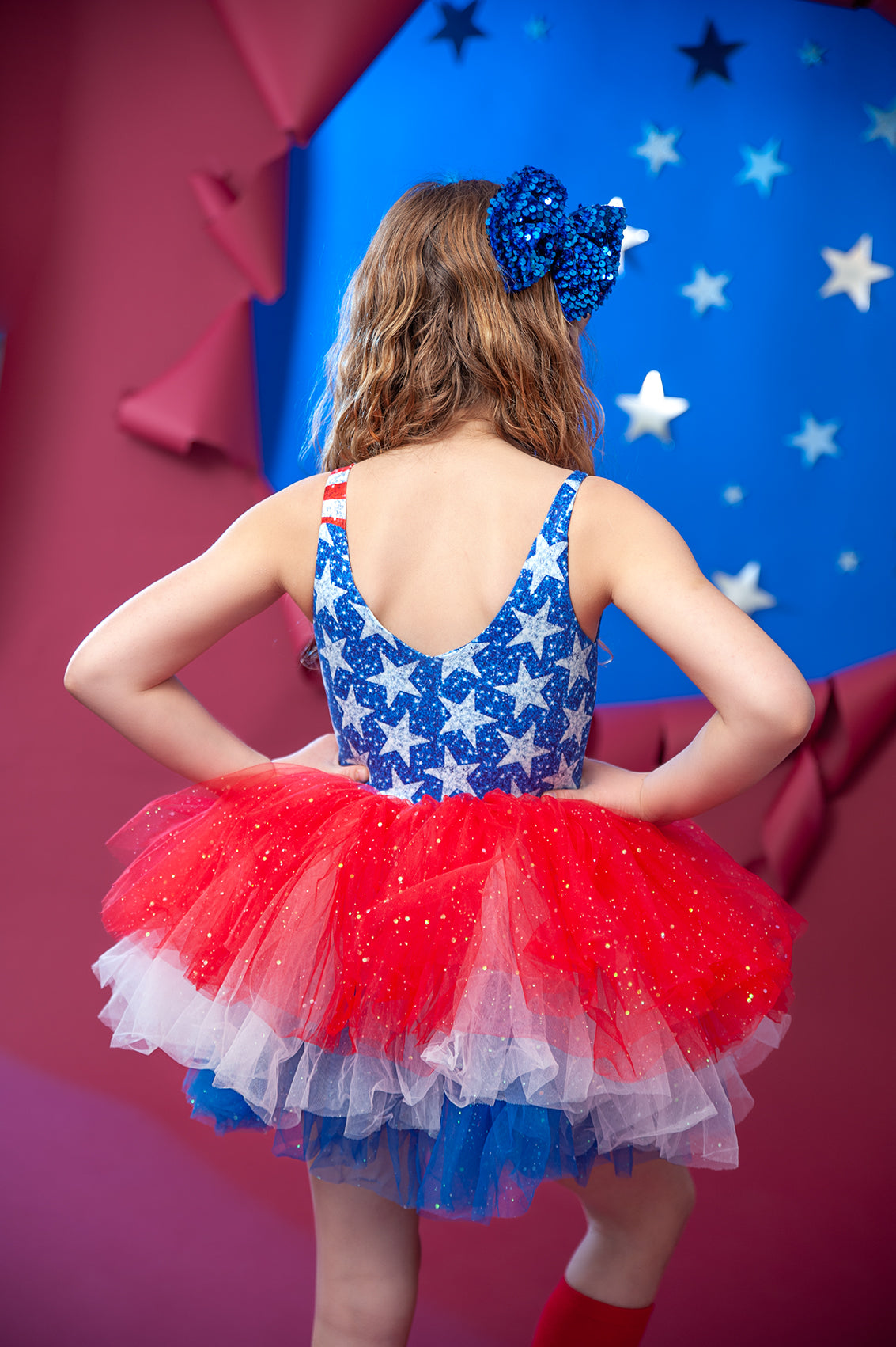 AMERICA FLAG SWEETHEART SOFT TULLE TUTU LEOTARD