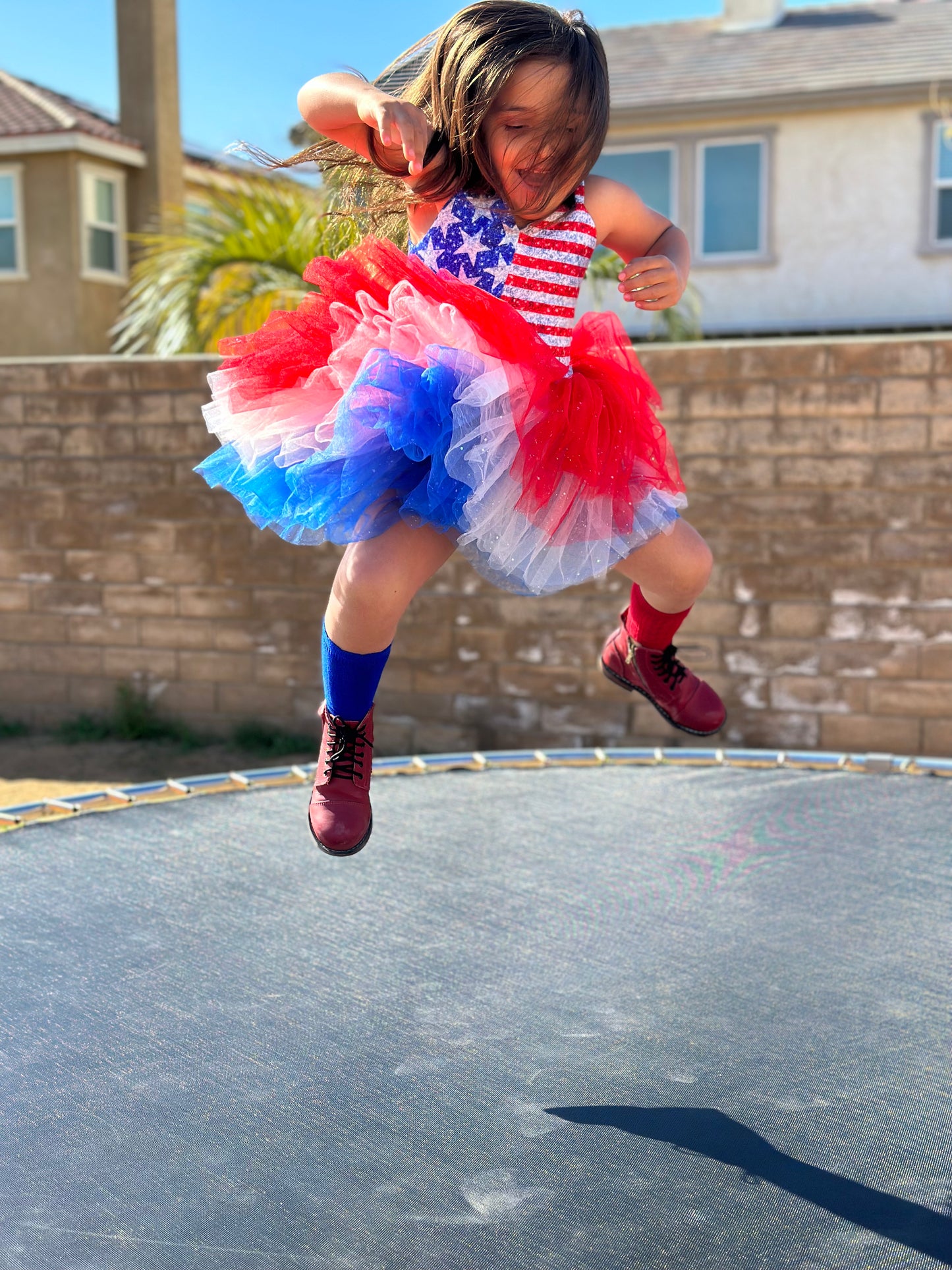 AMERICA FLAG SWEETHEART SOFT TULLE TUTU LEOTARD