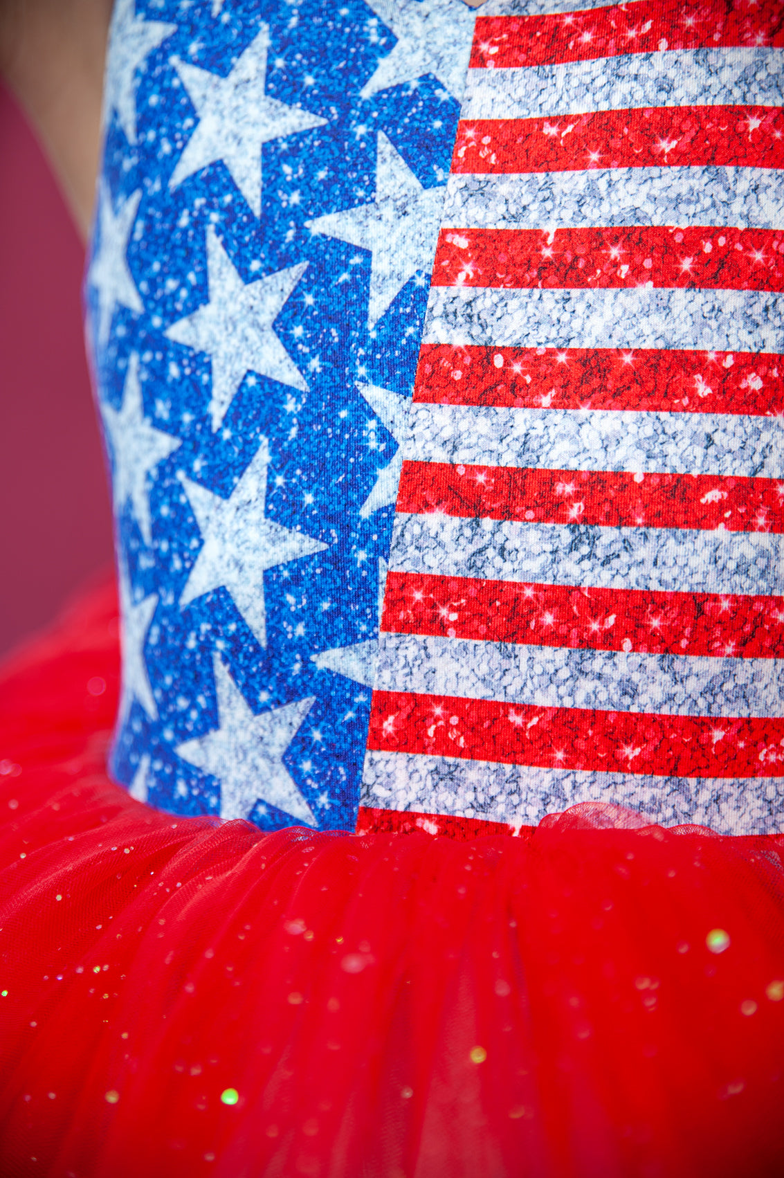AMERICA FLAG SWEETHEART SOFT TULLE TUTU LEOTARD
