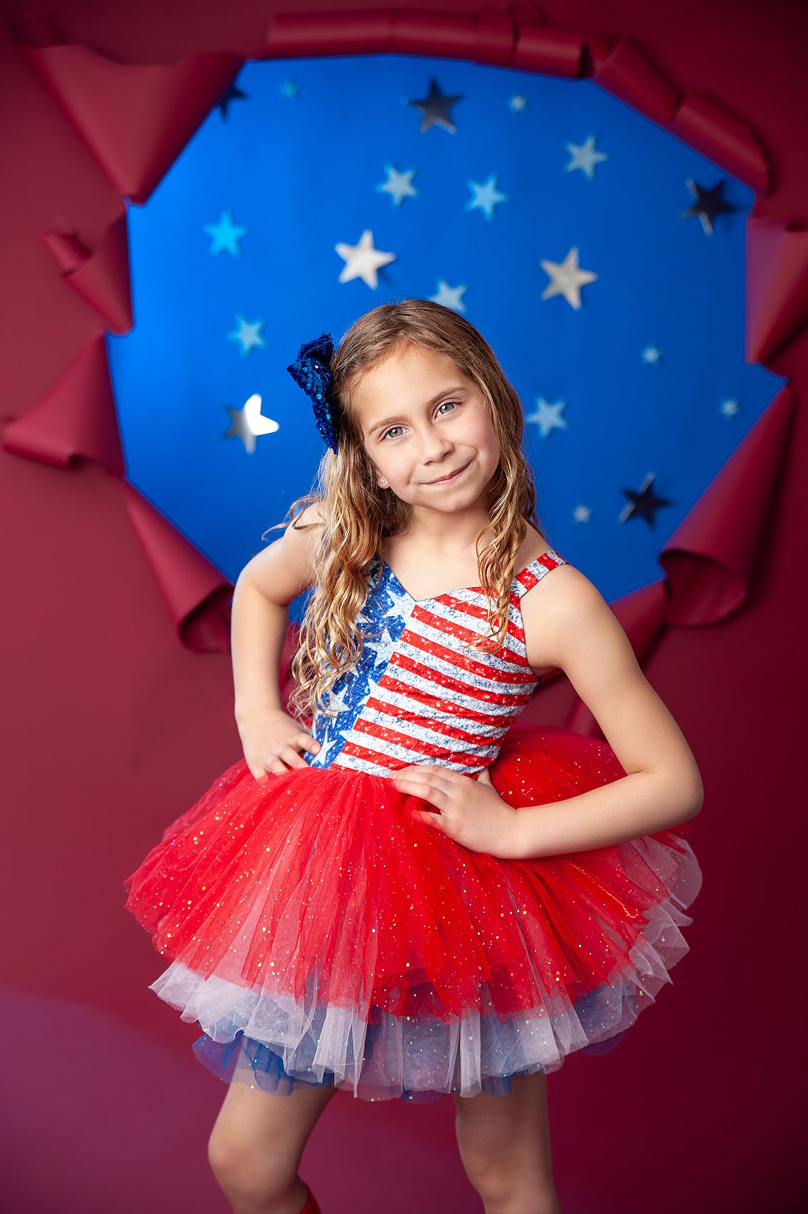 AMERICA FLAG SWEETHEART SOFT TULLE TUTU LEOTARD