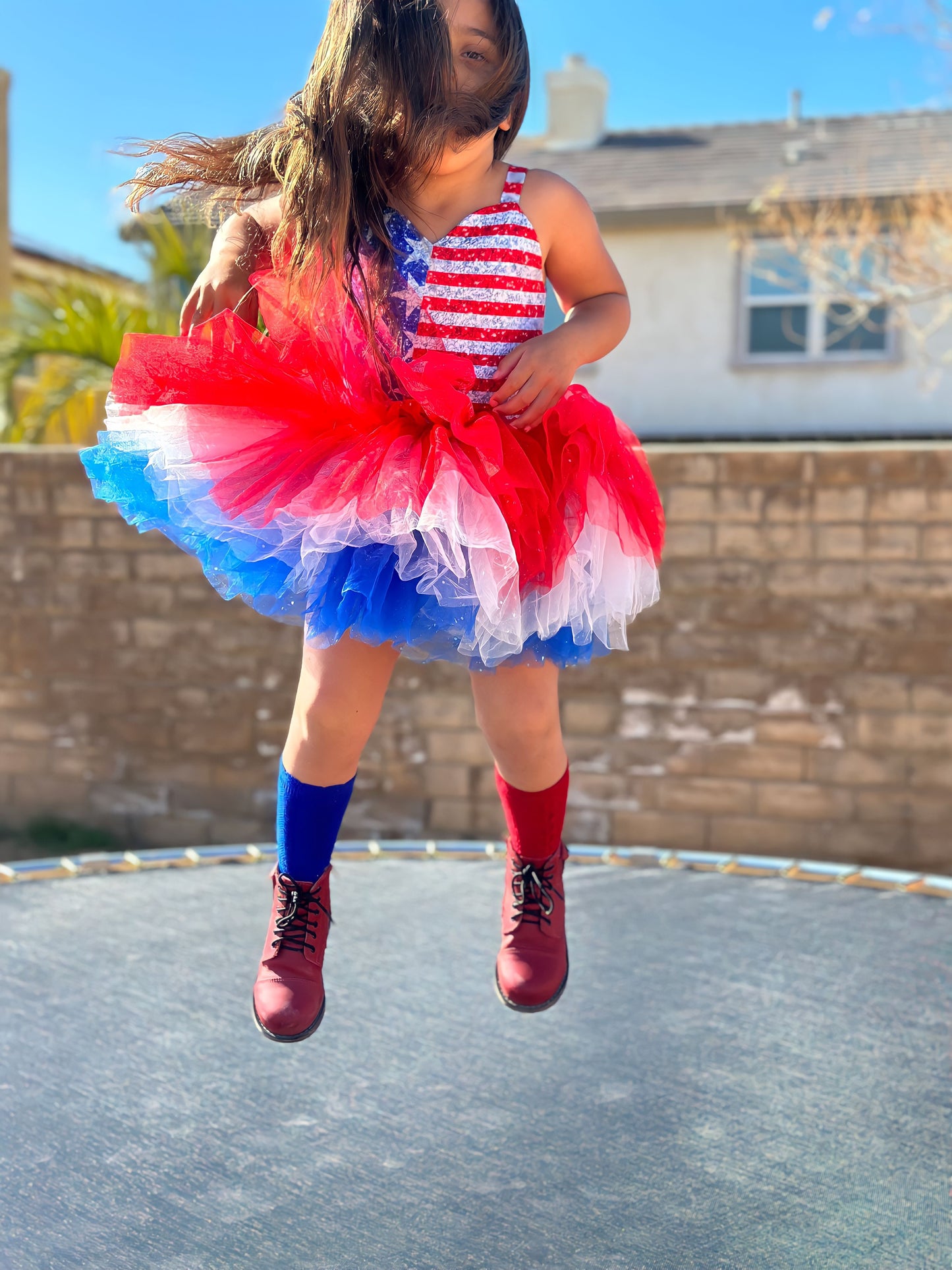 AMERICA FLAG SWEETHEART SOFT TULLE TUTU LEOTARD
