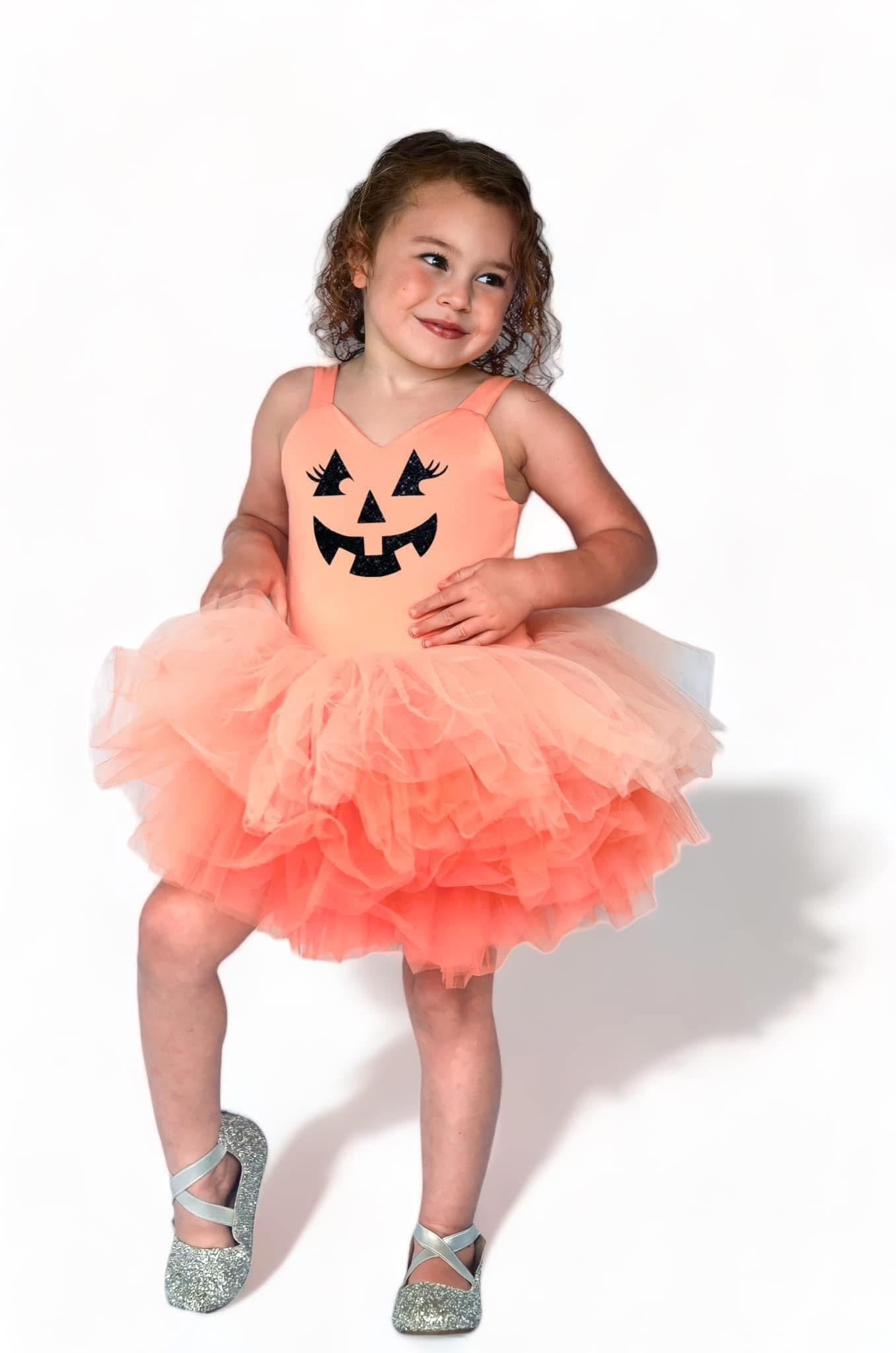 Orange pumpkin two piece tutu set glitter tulle