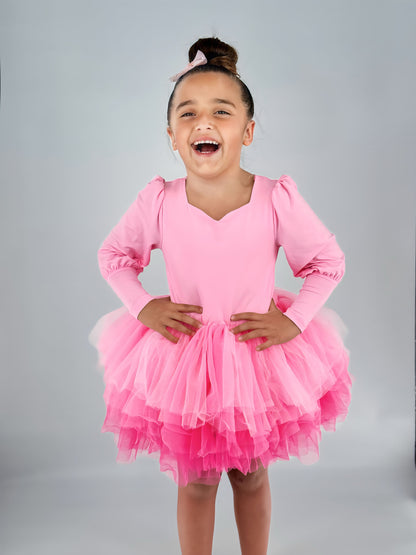 Pink ombré soft tulle long sleeve tutu Leo