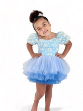 Load image into Gallery viewer, Spring floral blue Ombré extra fluffy sweetheart tutu leotard