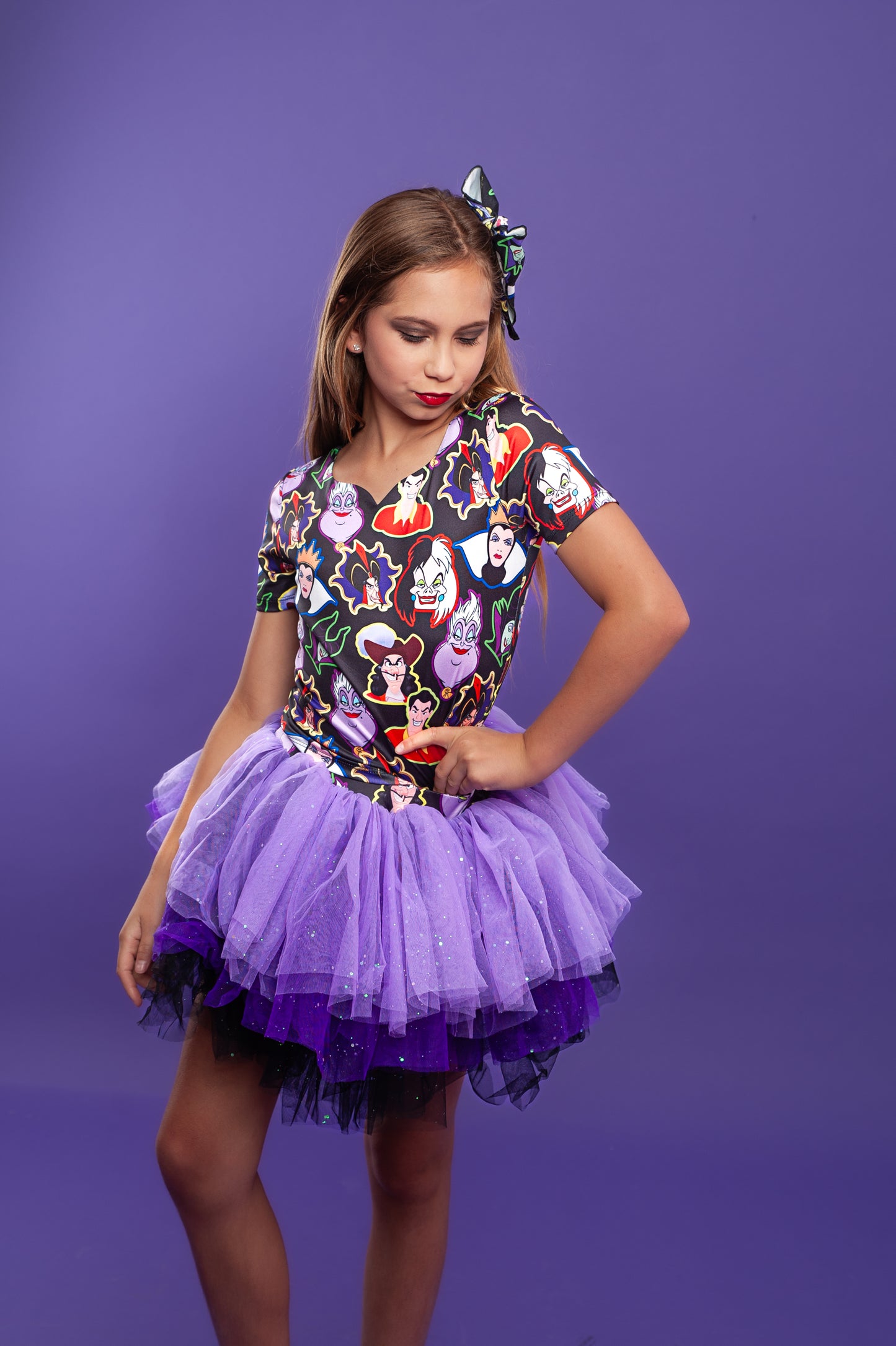 Villains print two piece tutu set full coverage