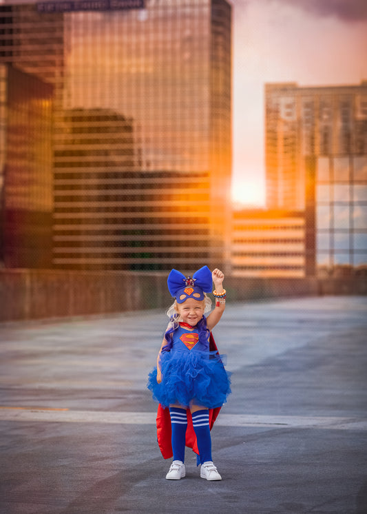 Superman 4 piece blue tutu set with cape and mask