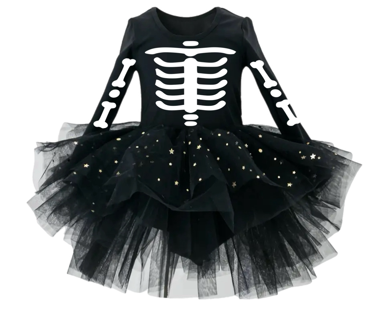 Skeleton black glitter tutu Leotard one piece