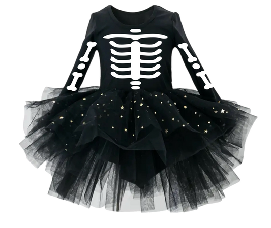 Skeleton black glitter tutu Leotard one piece