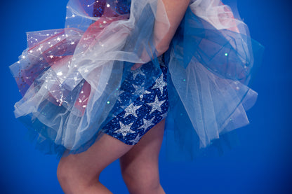 4th of July tutu set bamboo- back star embroidery with shorts