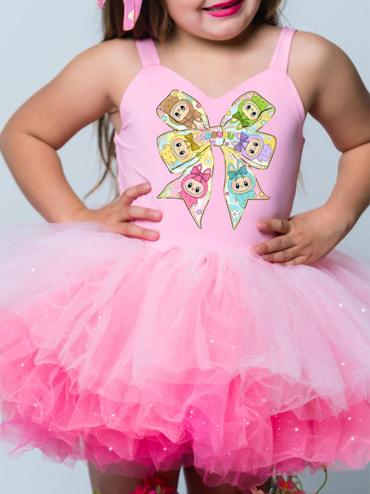 Labubu bow light pink tutu one piece