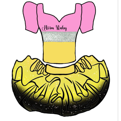 Pencil school with name two piece bamboo tutu set (full top) ADD NAME TO NOTES