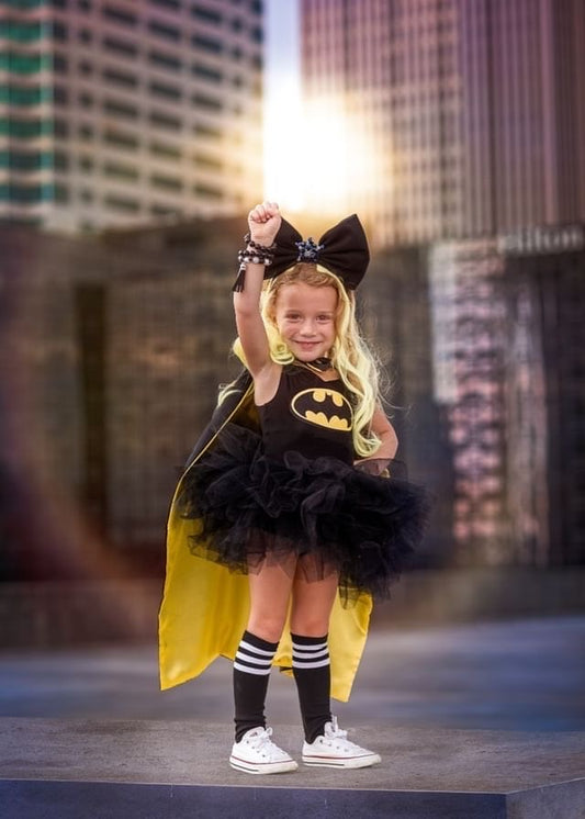 Batman 4 piece black tutu set with cape and mask