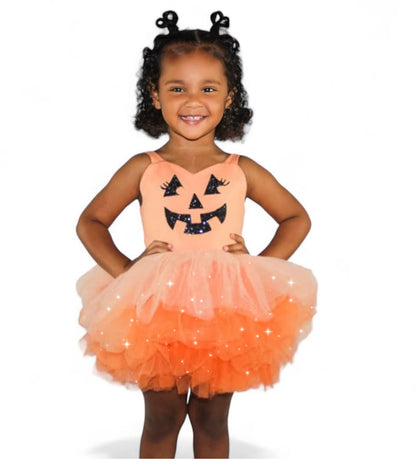 Orange pumpkin two piece tutu set glitter tulle – AriTutus LLC