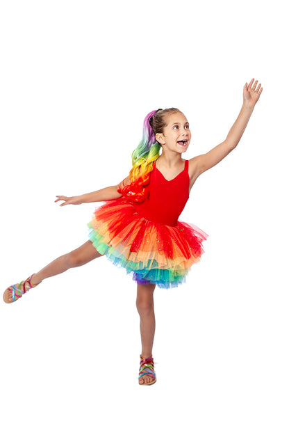 BRIGHT RAINBOW SWEETHEART SOFT TULLE TUTU LEOTARD