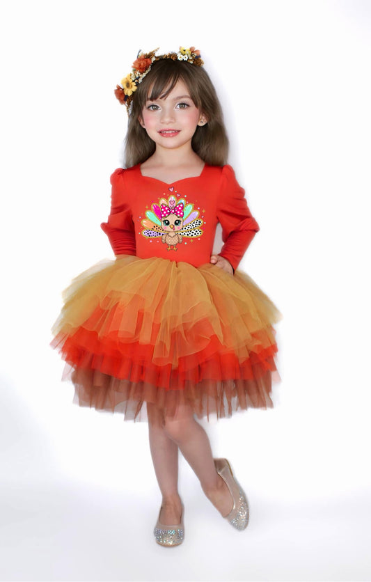 Cute Colorful Turkey rust one piece