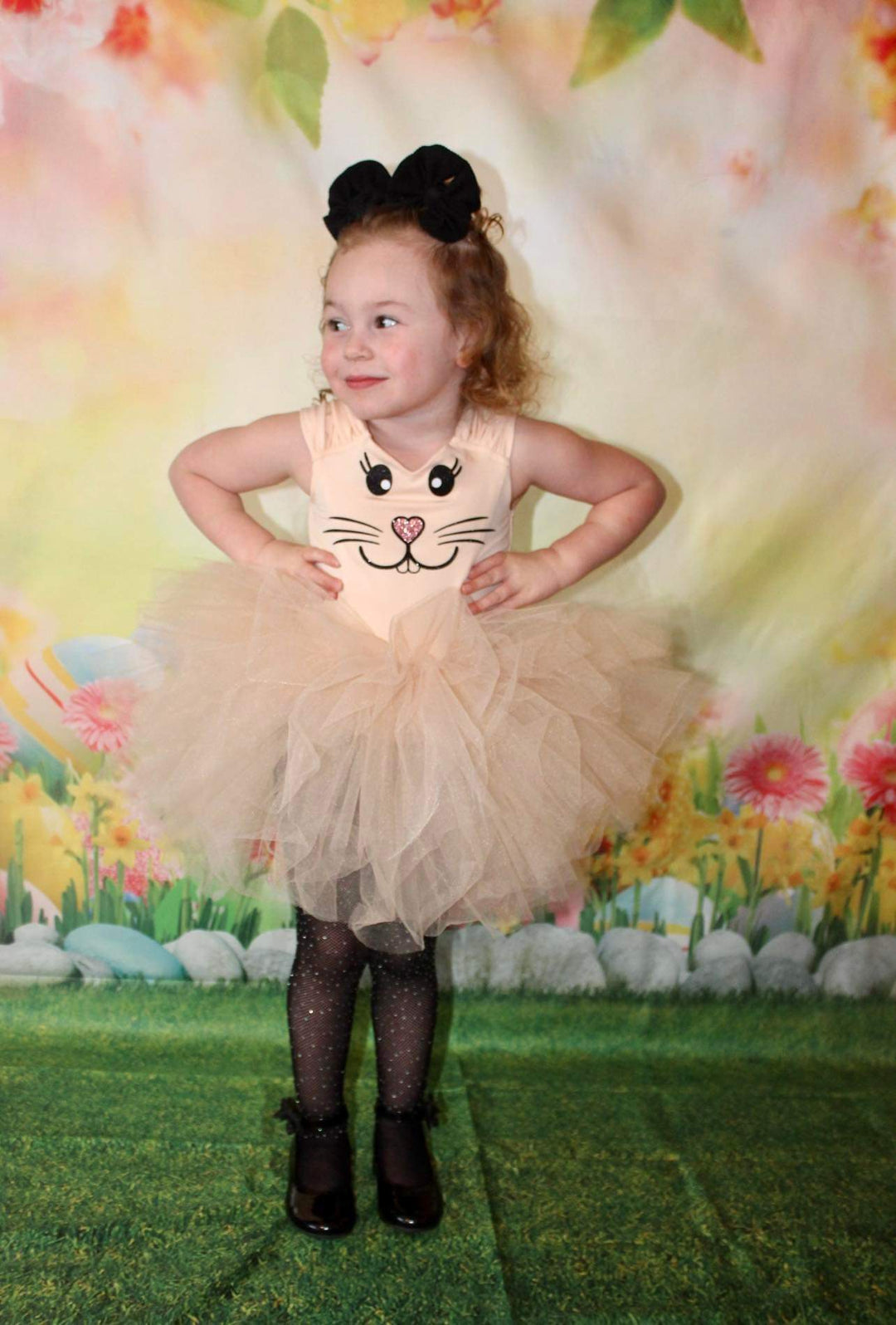 Champagne nude bunny tutu leotard with ears and tail