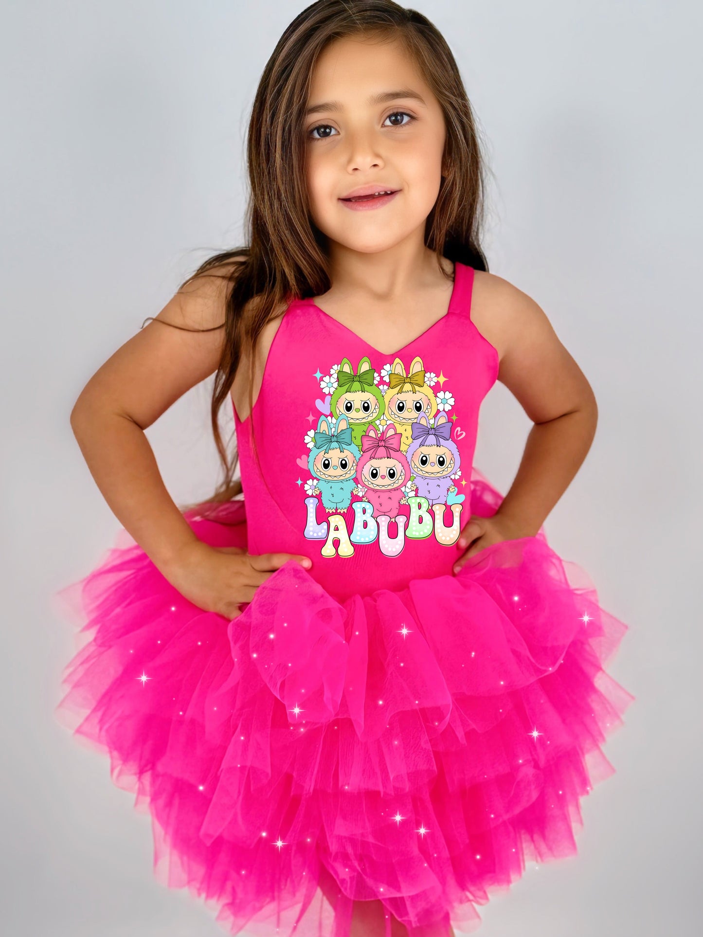 Labubus hot pink tutu one piece set
