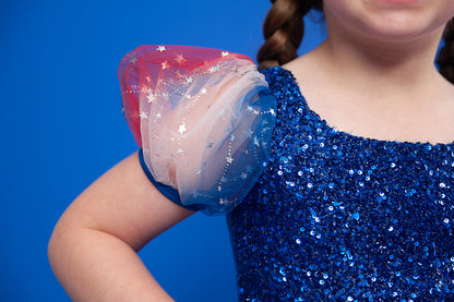 Blue sequin sheer puff sleeve 4 of July TOP ONLY NO TUTU