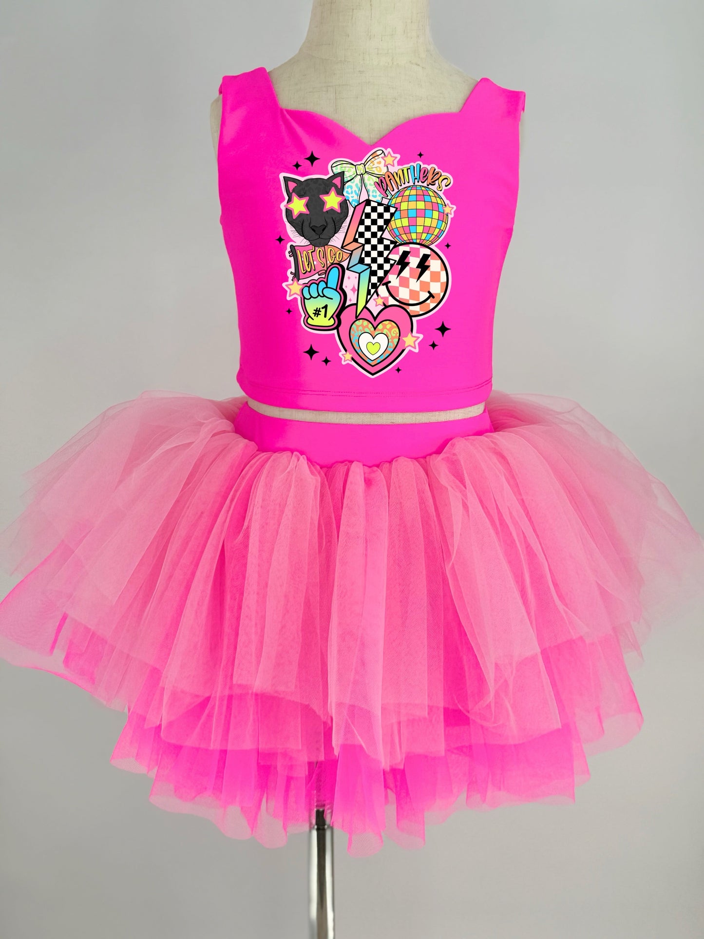 Panthers two piece tutu set full coverage (select your design and tutu)