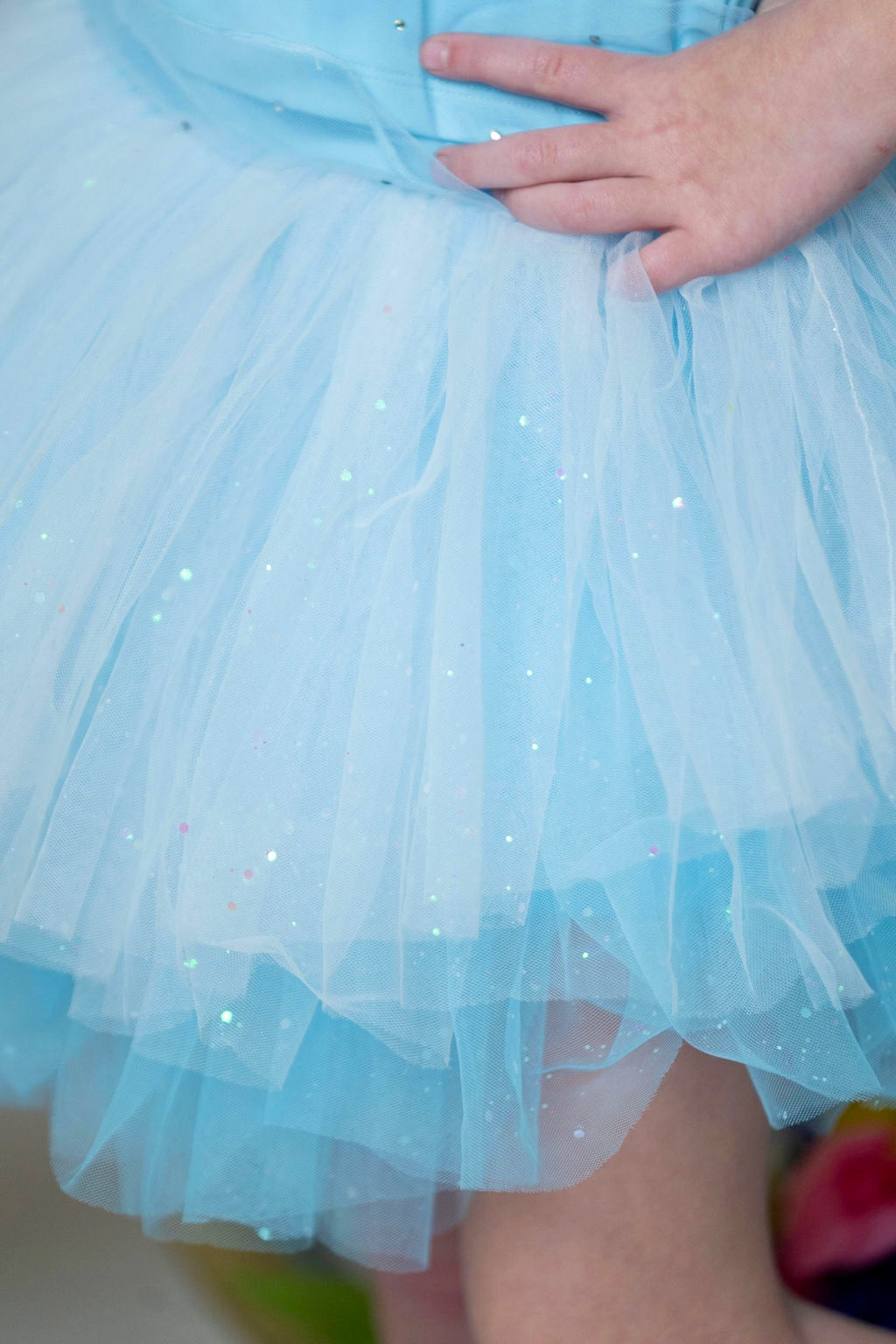 Light Blue Three piece set with pear rhinestone mesh