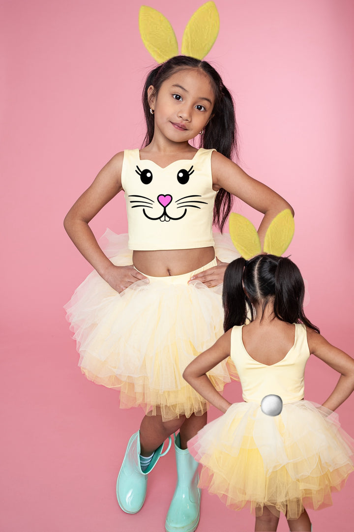 Yellow BUNNY bamboo 2 piece set with Bunny ears and tail