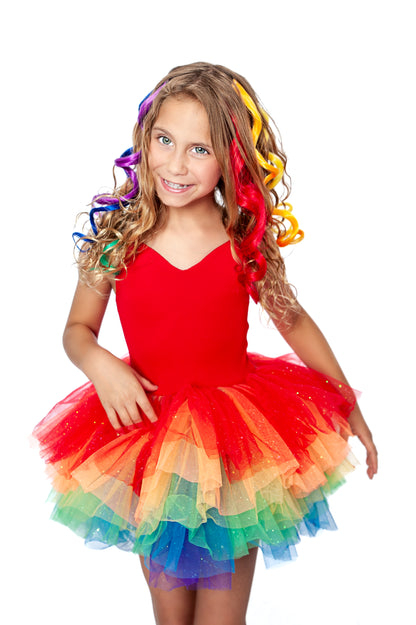 BRIGHT RAINBOW SWEETHEART SOFT TULLE TUTU LEOTARD