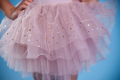 Mauve long sleeve glitter tulle