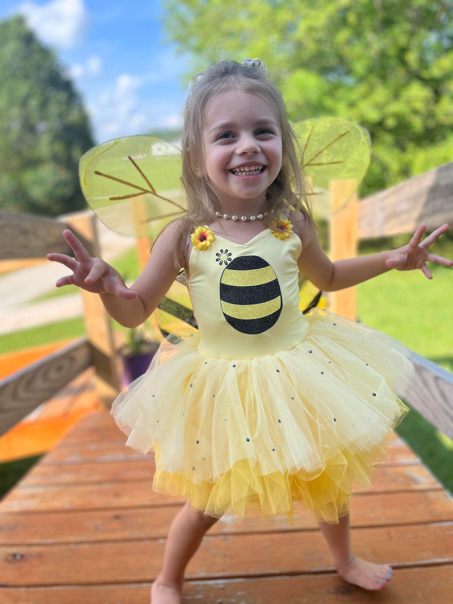 Bumble bee with wings soft tulle and rhinestones TWO PIECE BAMBOO SET