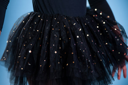 Black long sleeve glitter tulle