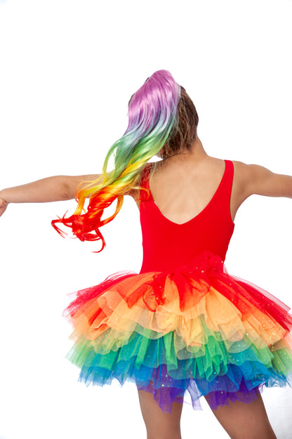 BRIGHT RAINBOW SWEETHEART SOFT TULLE TUTU LEOTARD