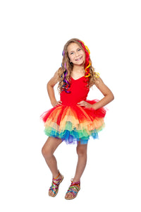 BRIGHT RAINBOW SWEETHEART lSOFT TULLE TUTU LEOTARD