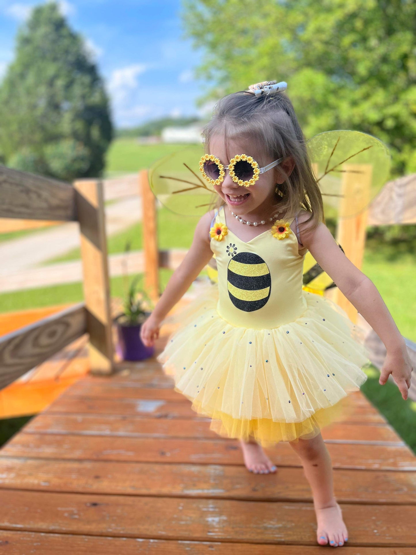 Bumble bee with wings soft tulle and rhinestones TWO PIECE BAMBOO SET